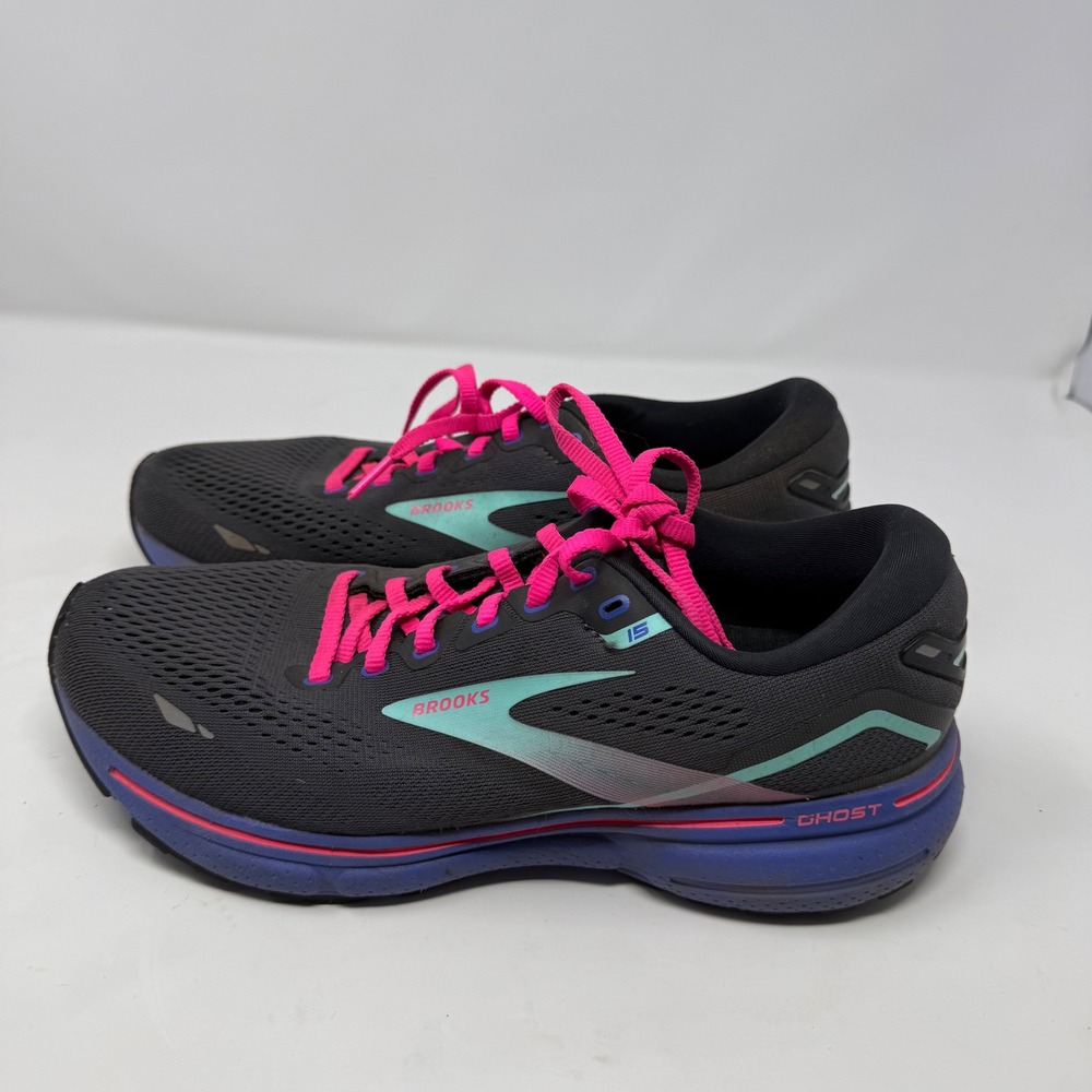 Brooks Ghost 15 Womens Running Shoes Grey Pink Teal 1203801B079 Size 9